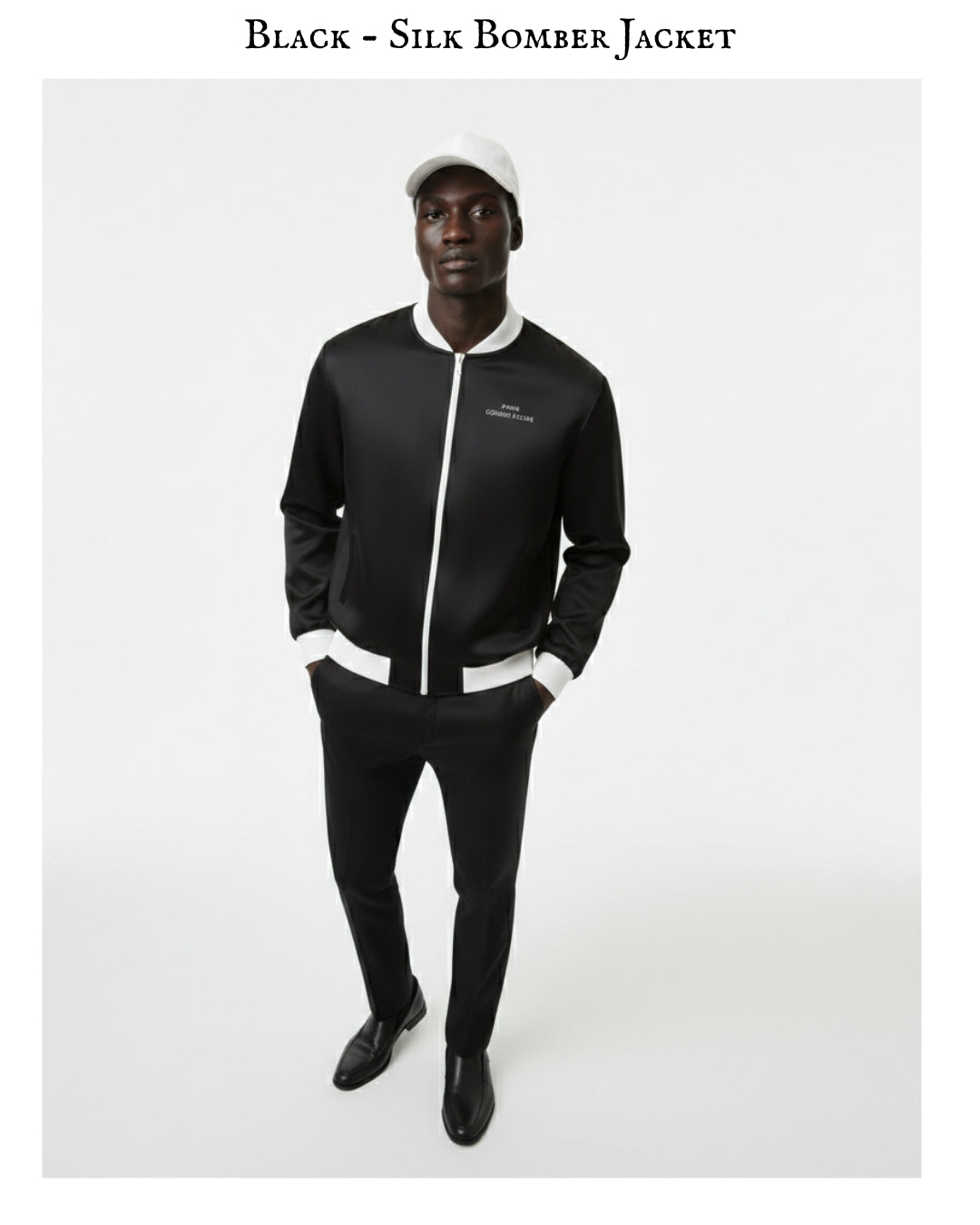 Black - Mens Reversible Silk Bomber Jacket