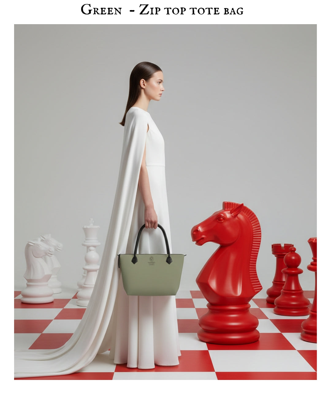 Green - Zip top tote bag