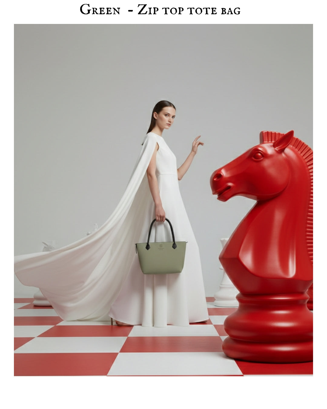 Green - Zip top tote bag