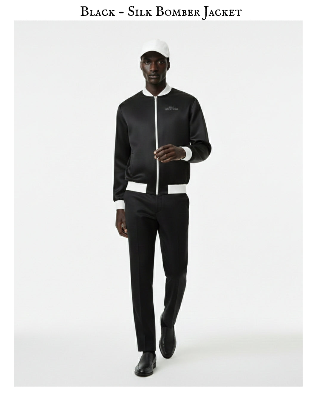 Black - Mens Reversible Silk Bomber Jacket