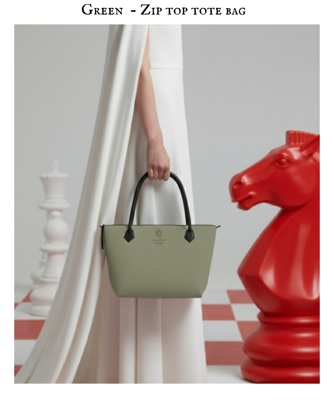 Green - Zip top tote bag