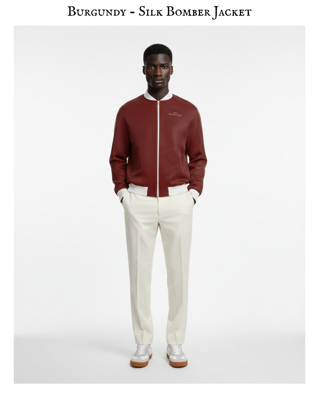 Burgundy - Mens Reversible Silk Bomber Jacket