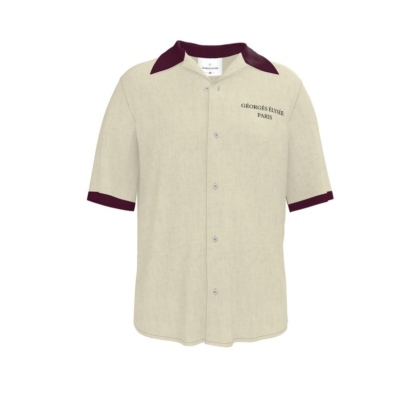 Beige-Bordeaux - The Signature Camp Collar Shirt