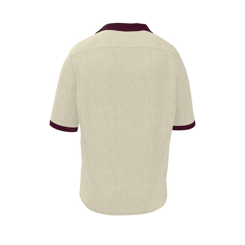 Beige-Bordeaux - The Signature Camp Collar Shirt