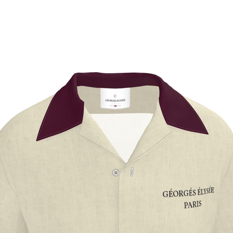 Beige-Bordeaux - The Signature Camp Collar Shirt
