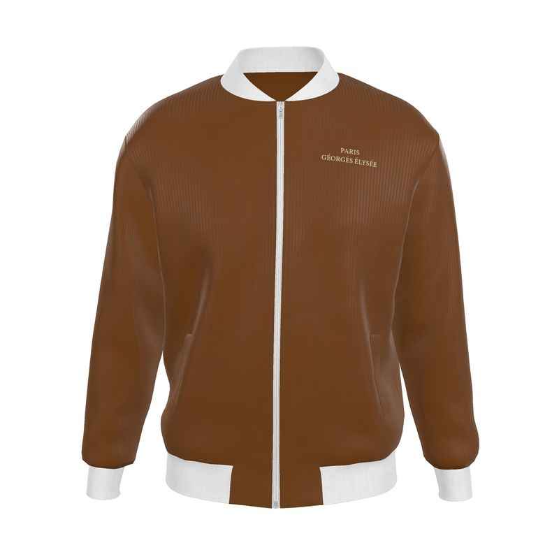 Brown - Mens Reversible Silk Bomber Jacket