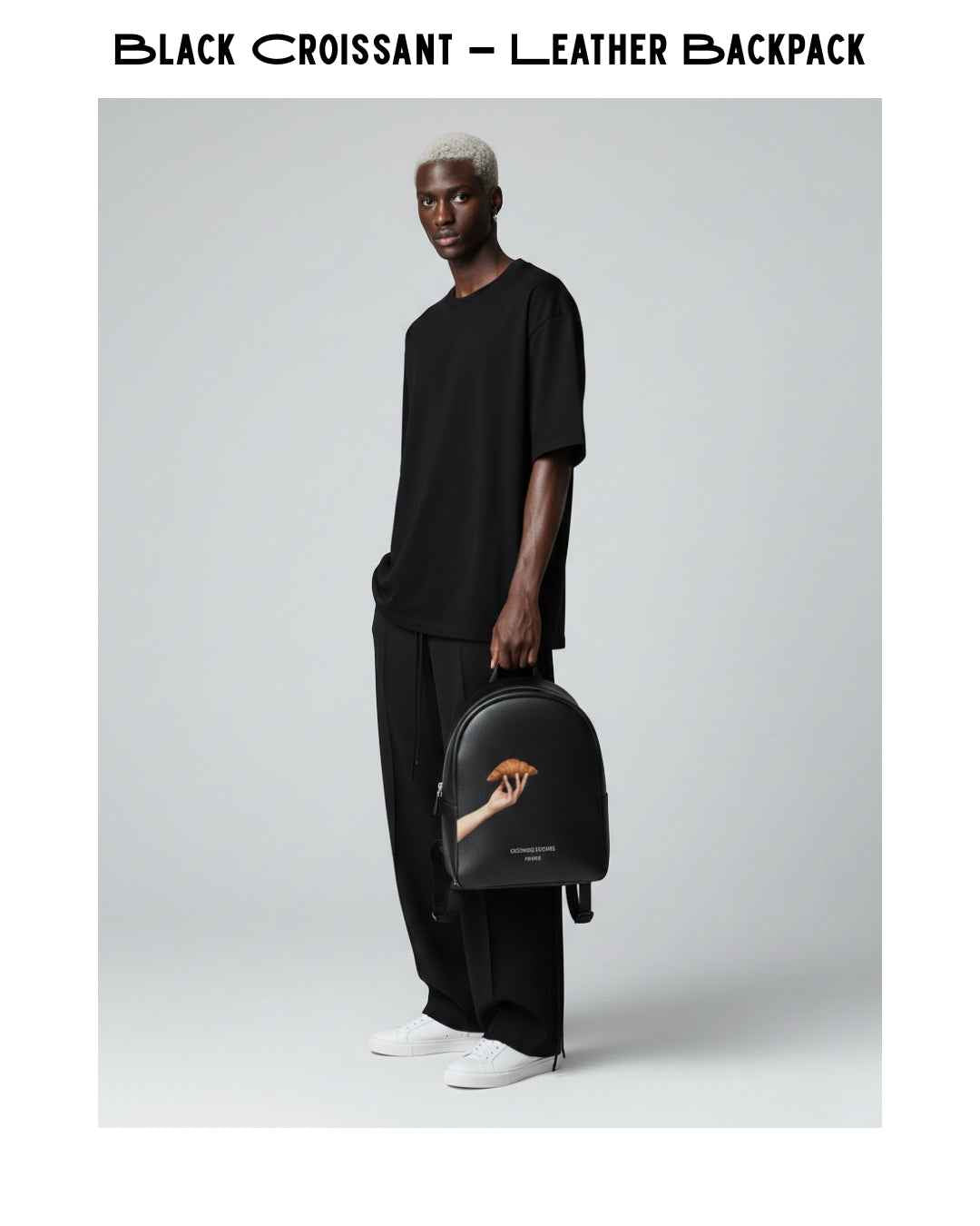 Black Croissant – Leather Backpack