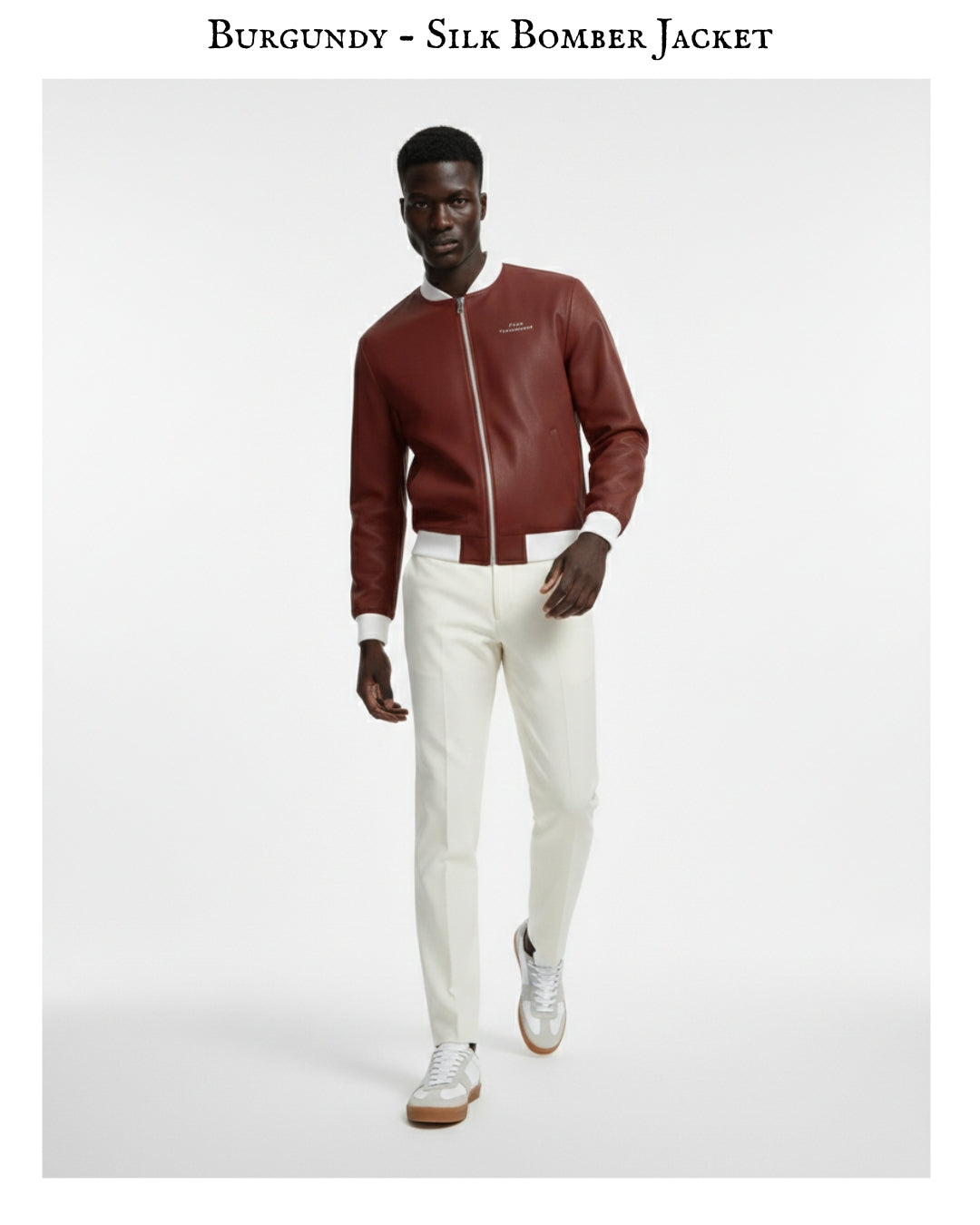 Burgundy - Mens Reversible Silk Bomber Jacket