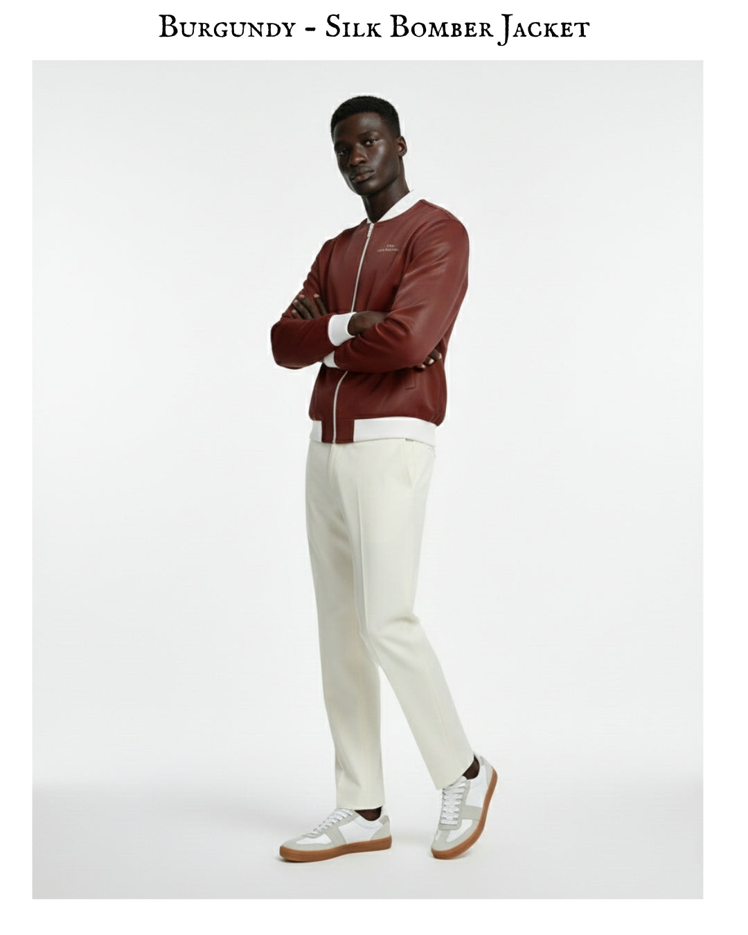 Burgundy - Mens Reversible Silk Bomber Jacket