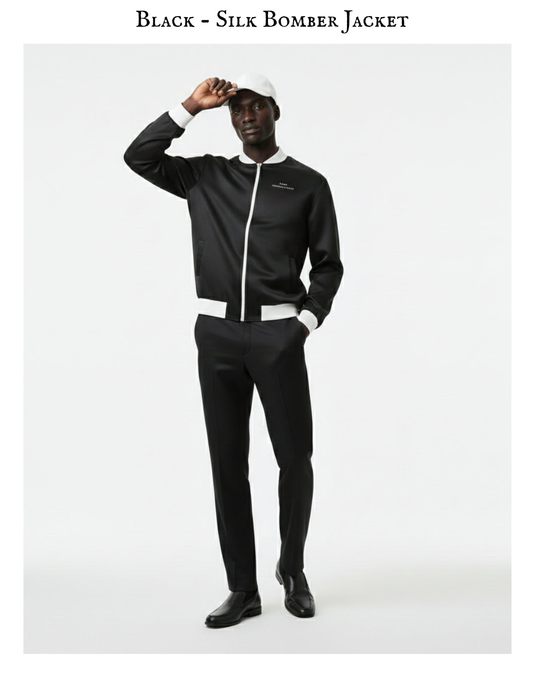 Black - Mens Reversible Silk Bomber Jacket
