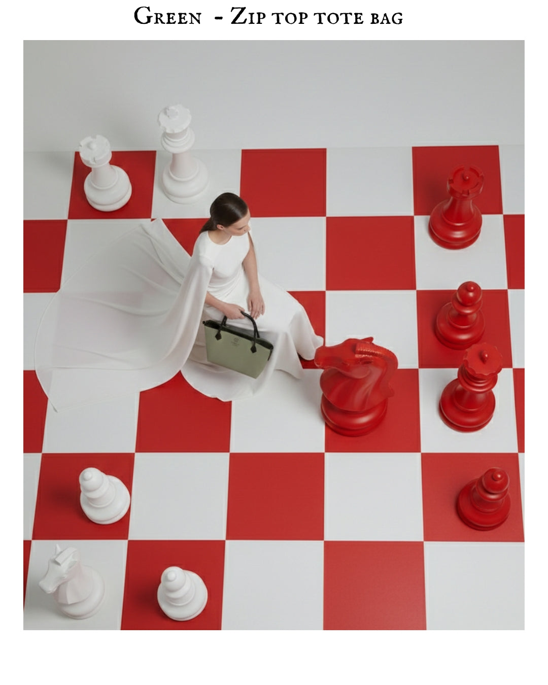 Green - Zip top tote bag