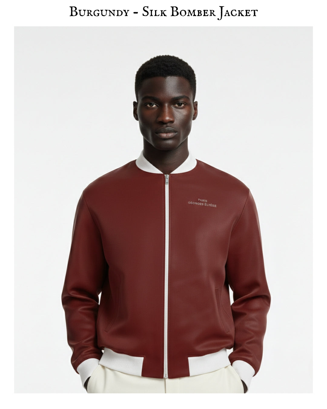 Burgundy - Mens Reversible Silk Bomber Jacket