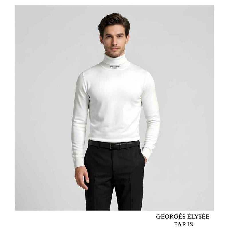 White - Mens slim fit roll neck