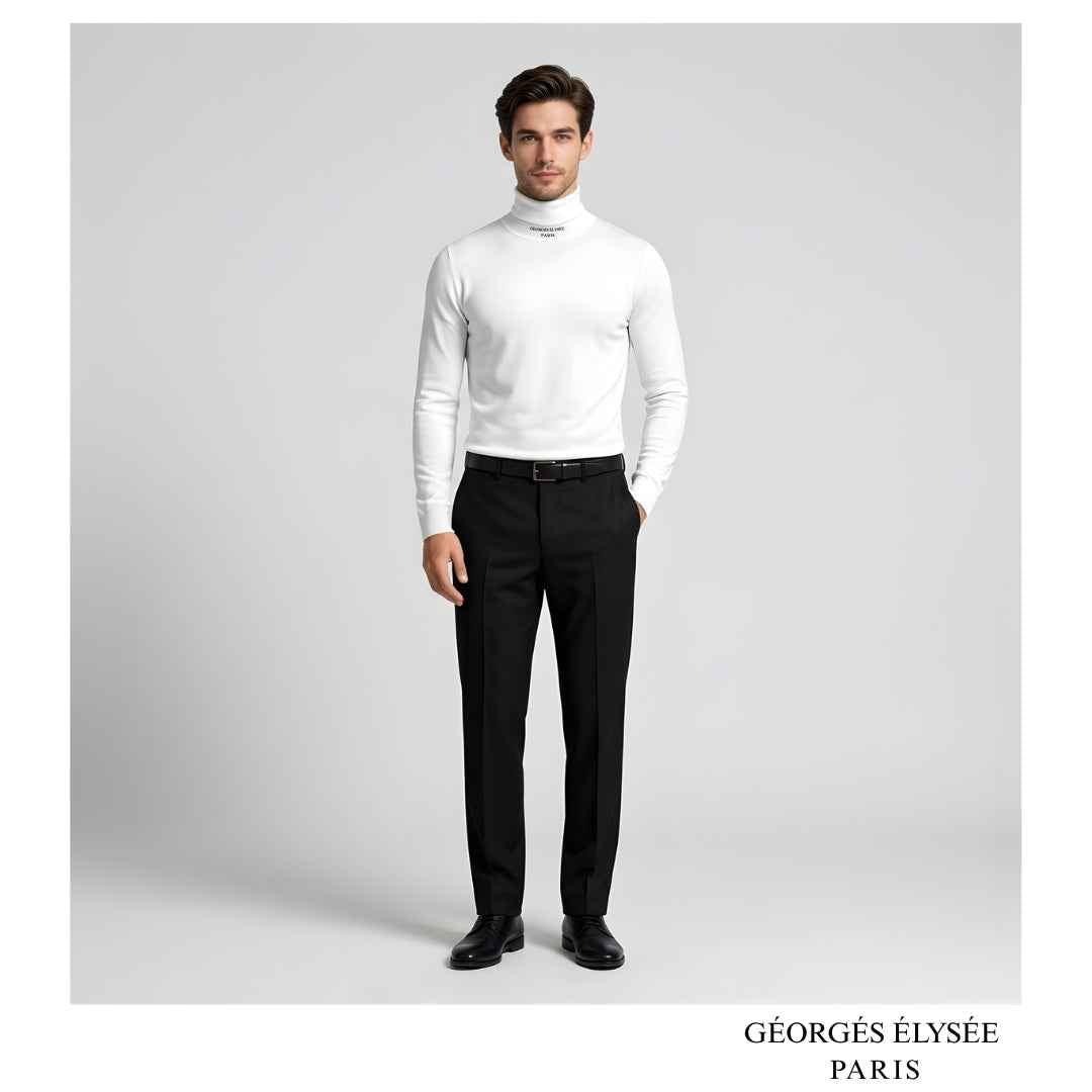 White - Mens slim fit roll neck