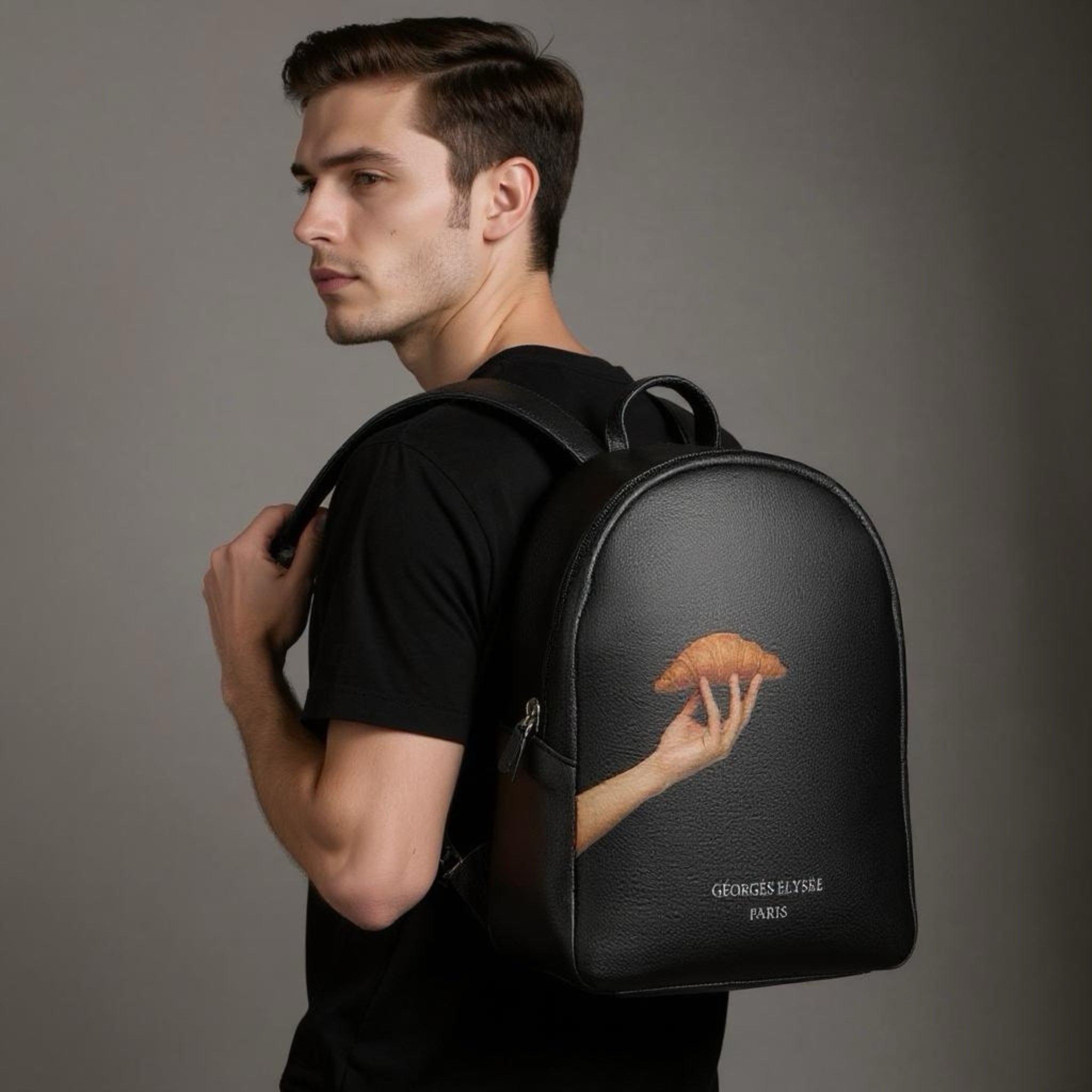 Black Croissant – Leather Backpack