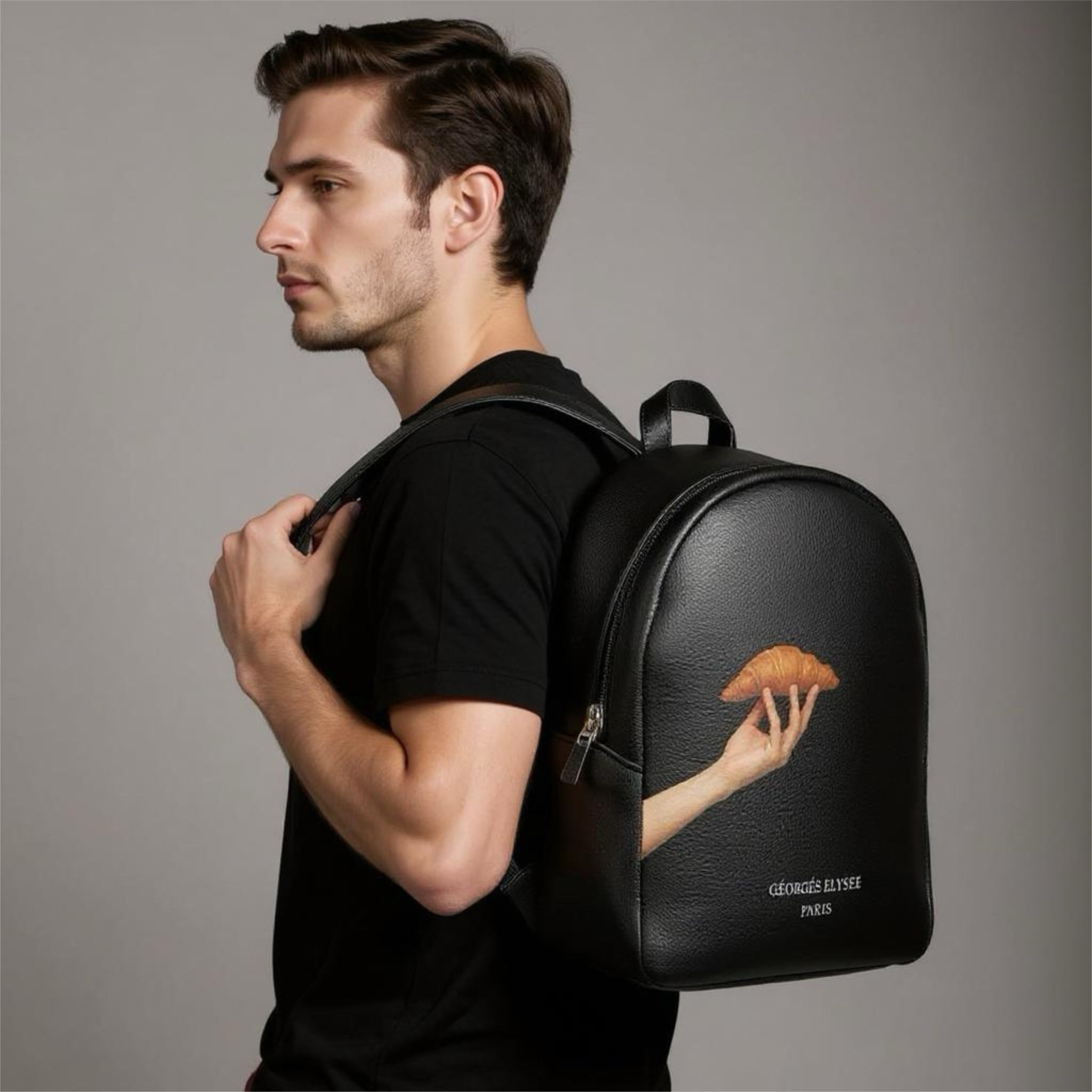 Black Croissant – Leather Backpack